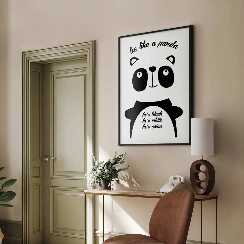 Plakat Panda 21x30 cm z ramą czarną bez marginesu | MIRAT.