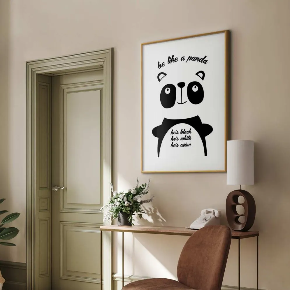 Plakat Panda 60x90 cm z ramą złotą z marginesem | MIRAT.