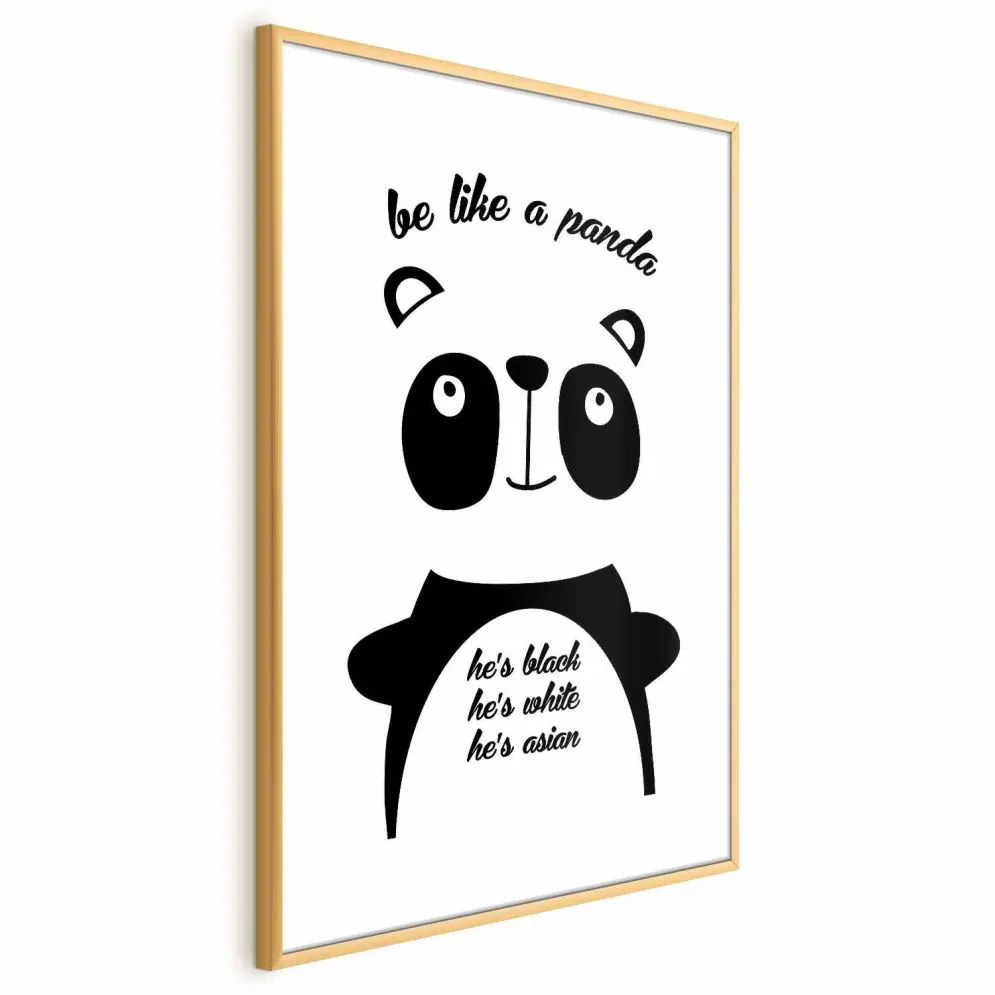 Plakat Panda 60x90 cm z ramą złotą z marginesem | MIRAT.