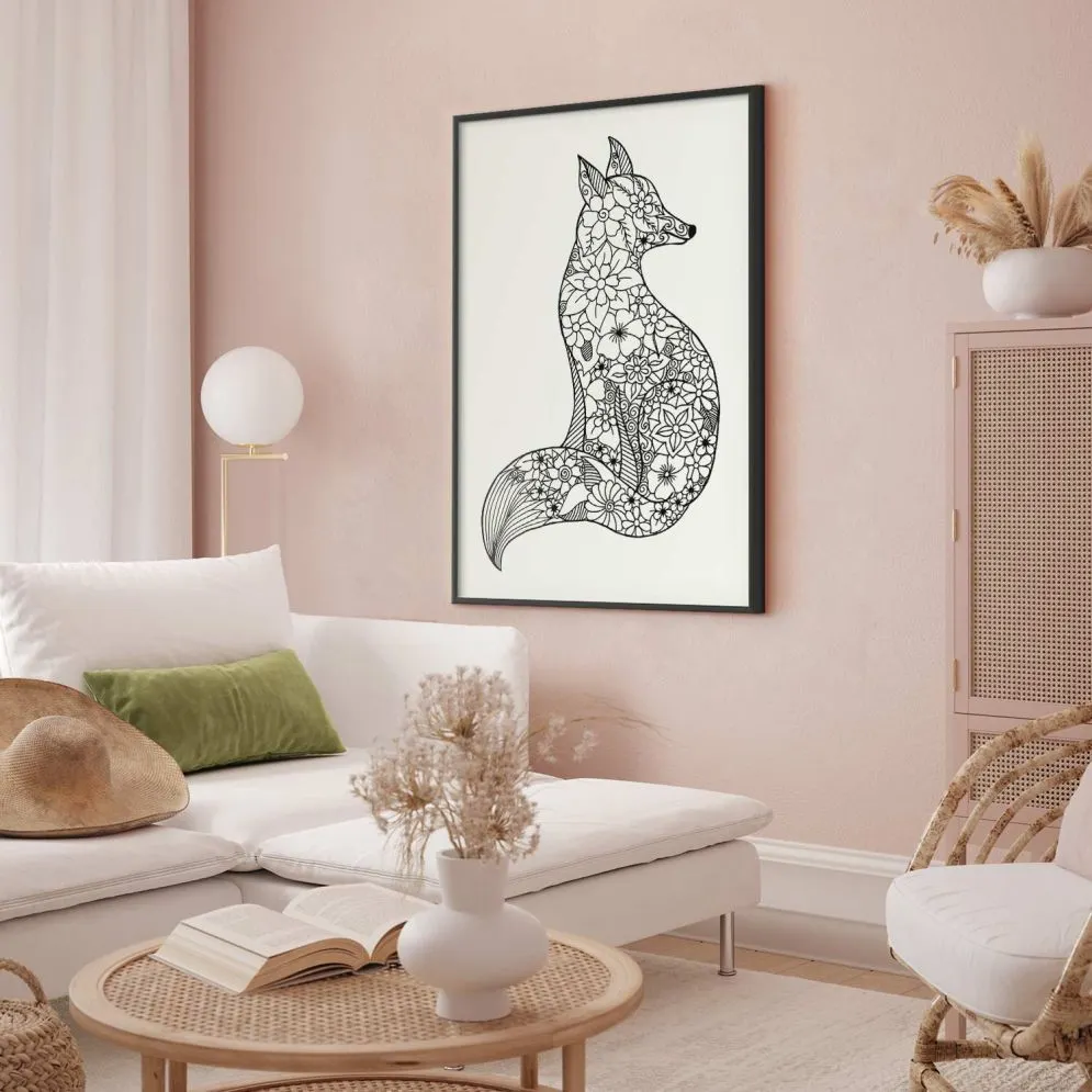 Plakat Lis w kwiaty 60x90 cm z ramą czarną bez marginesu | MIRAT.