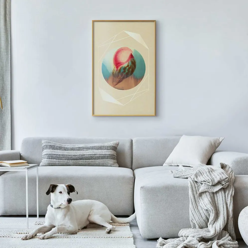Plakat Muszla 21x30 cm z ramą złotą bez marginesu | MIRAT.