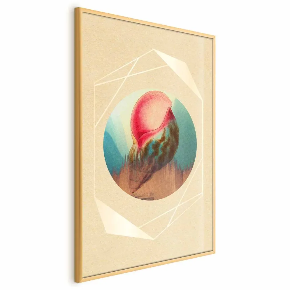 Plakat Muszla 21x30 cm z ramą złotą bez marginesu | MIRAT.