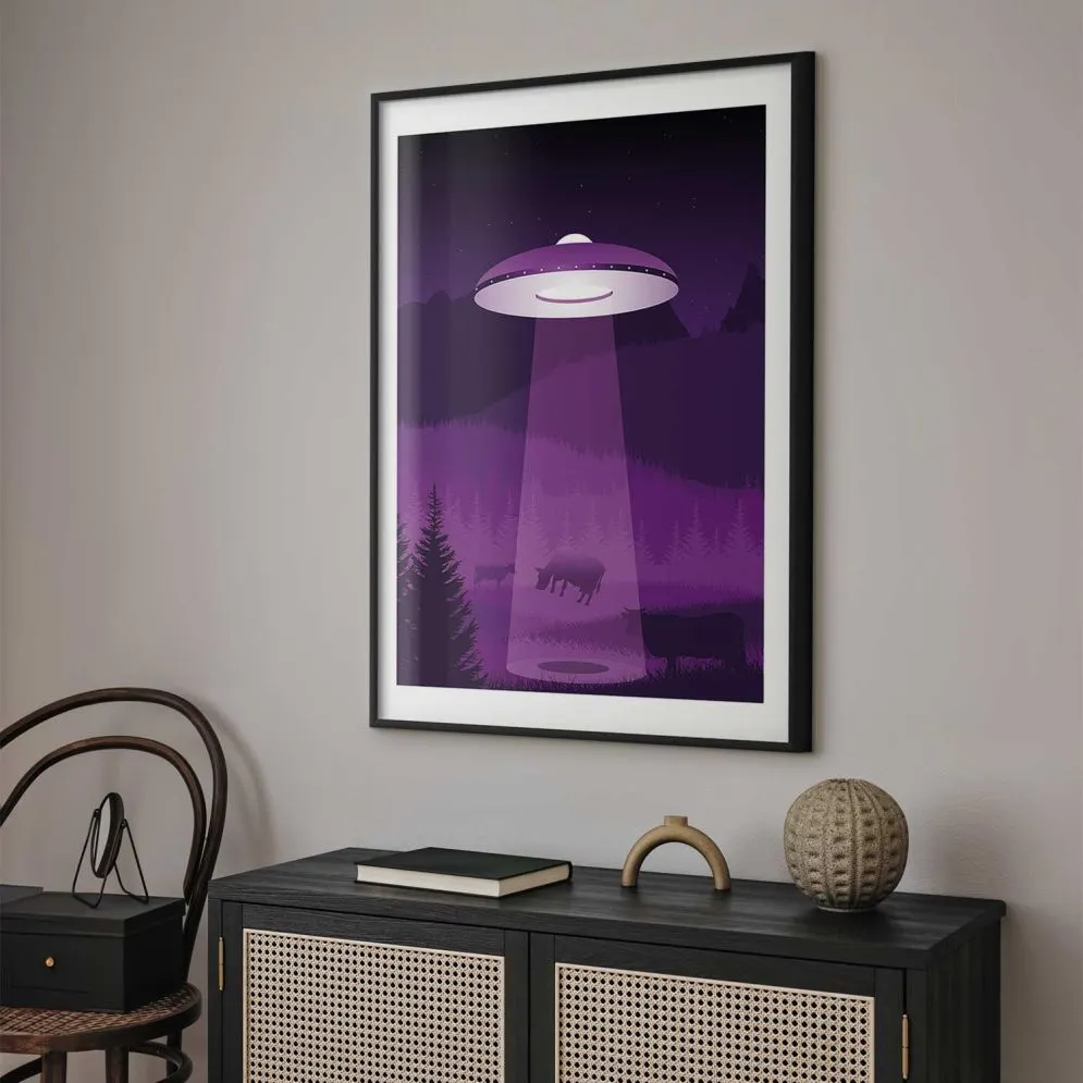 Plakat Ufo 21x30 cm z ramą czarną z marginesem | MIRAT.