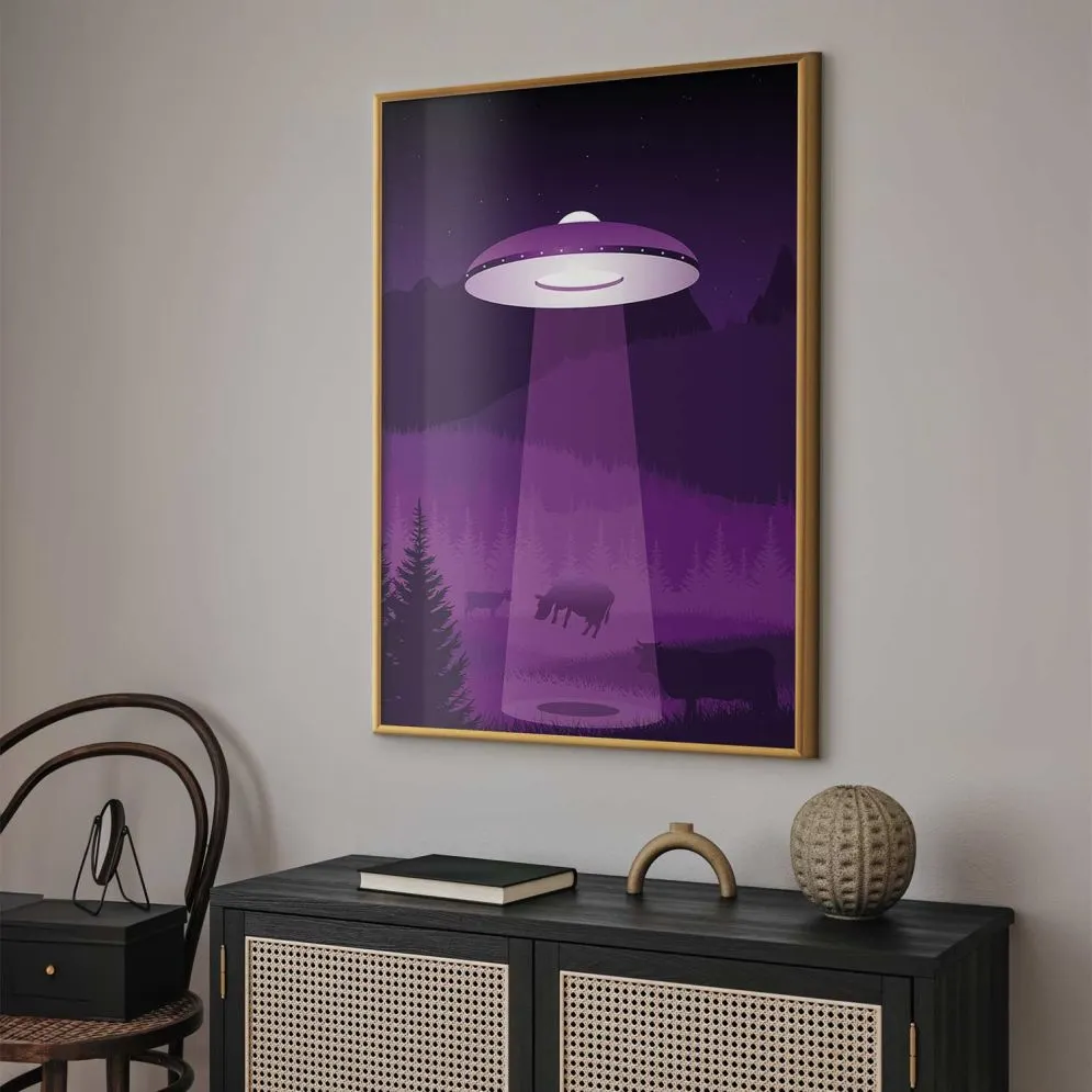 Plakat Ufo 60x90 cm z ramą złotą bez marginesu | MIRAT.