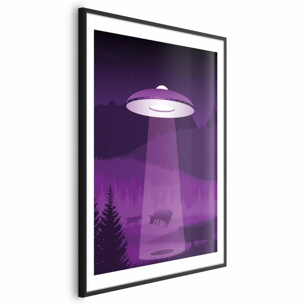 Plakat Ufo 21x30 cm z ramą czarną z marginesem | MIRAT.