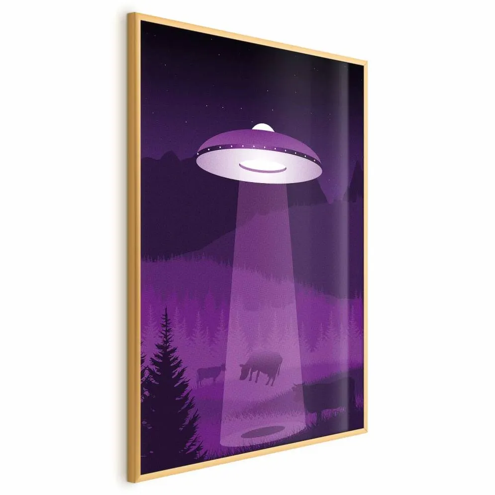 Plakat Ufo 60x90 cm z ramą złotą bez marginesu | MIRAT.