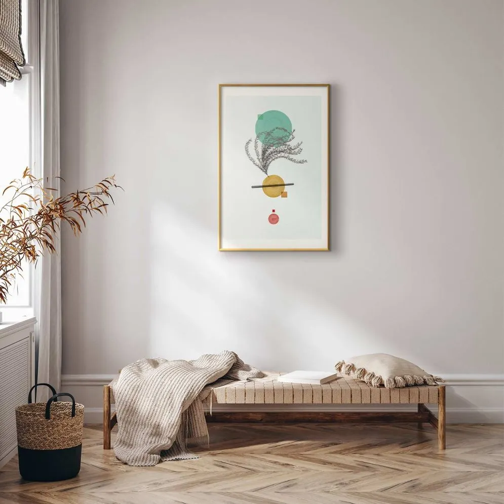 Plakat Roślinna kompozycja 21x30 cm z ramą złotą z marginesem | MIRAT.