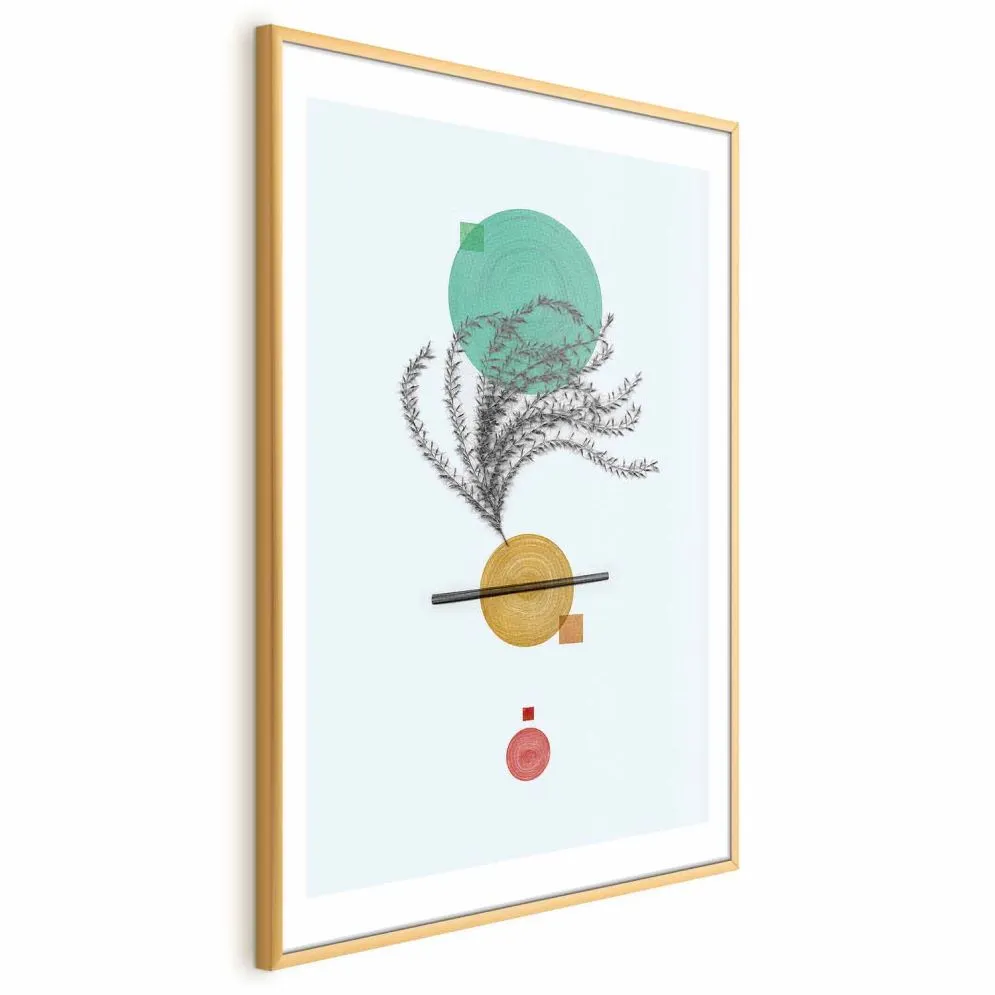Plakat Roślinna kompozycja 21x30 cm z ramą złotą z marginesem | MIRAT.