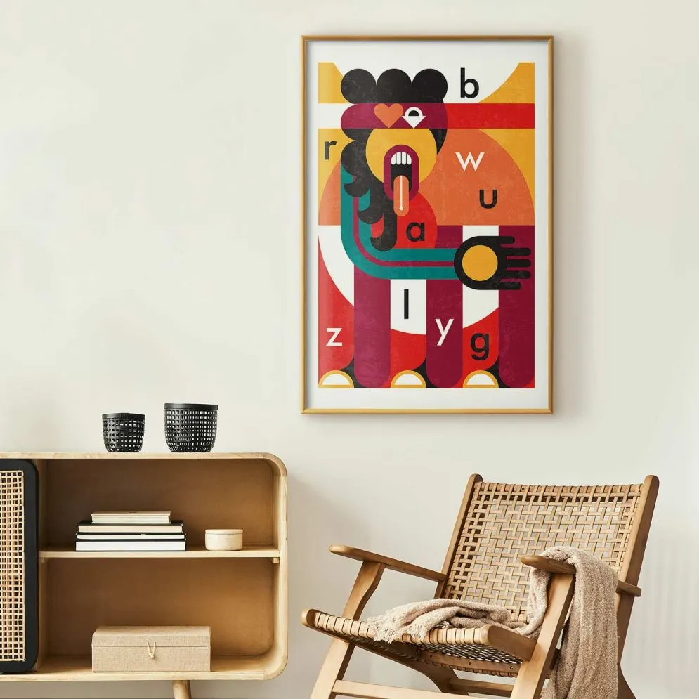 Plakat Sztuka designu 21x30 cm z ramą złotą z marginesem | MIRAT.