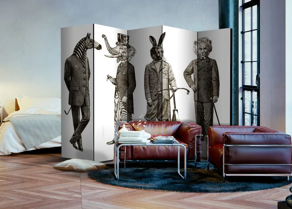 Parawan akustyczny Ludzie 225x172 cm 5-częściowy szary | MIRAT.