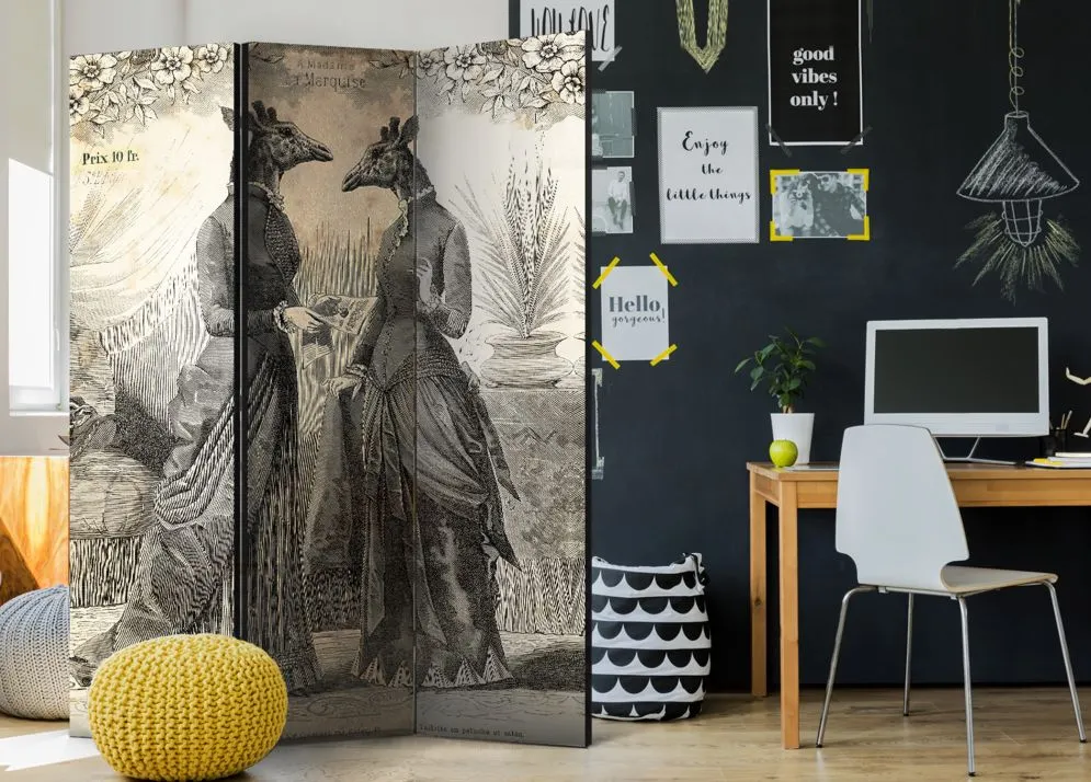 Parawan dwustronny Ludzie 135x172 cm 3-częściowy szary | MIRAT.