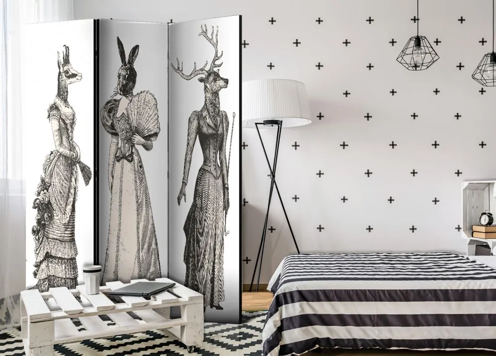 Parawan akustyczny Ludzie 135x172 cm 3-częściowy beżowy | MIRAT.
