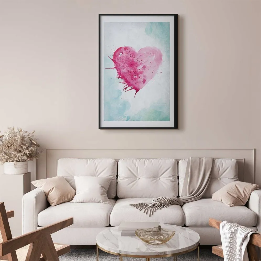 Plakat akwarelowe serce 60 x 90 cm z ramą czarną | MIRAT. kolekcja n-B-0031-ao-a