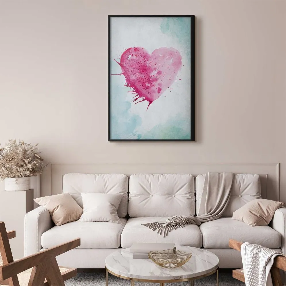 Plakat akwarelowe serce 60 x 90 cm z ramą czarną | MIRAT. kolekcja n-B-0031-ao-a