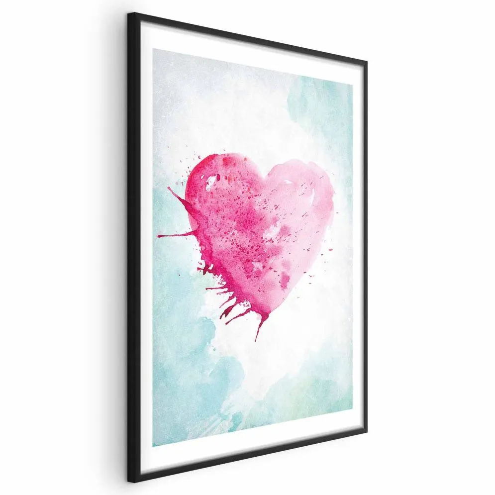 Plakat akwarelowe serce 60 x 90 cm z ramą czarną | MIRAT. kolekcja n-B-0031-ao-a