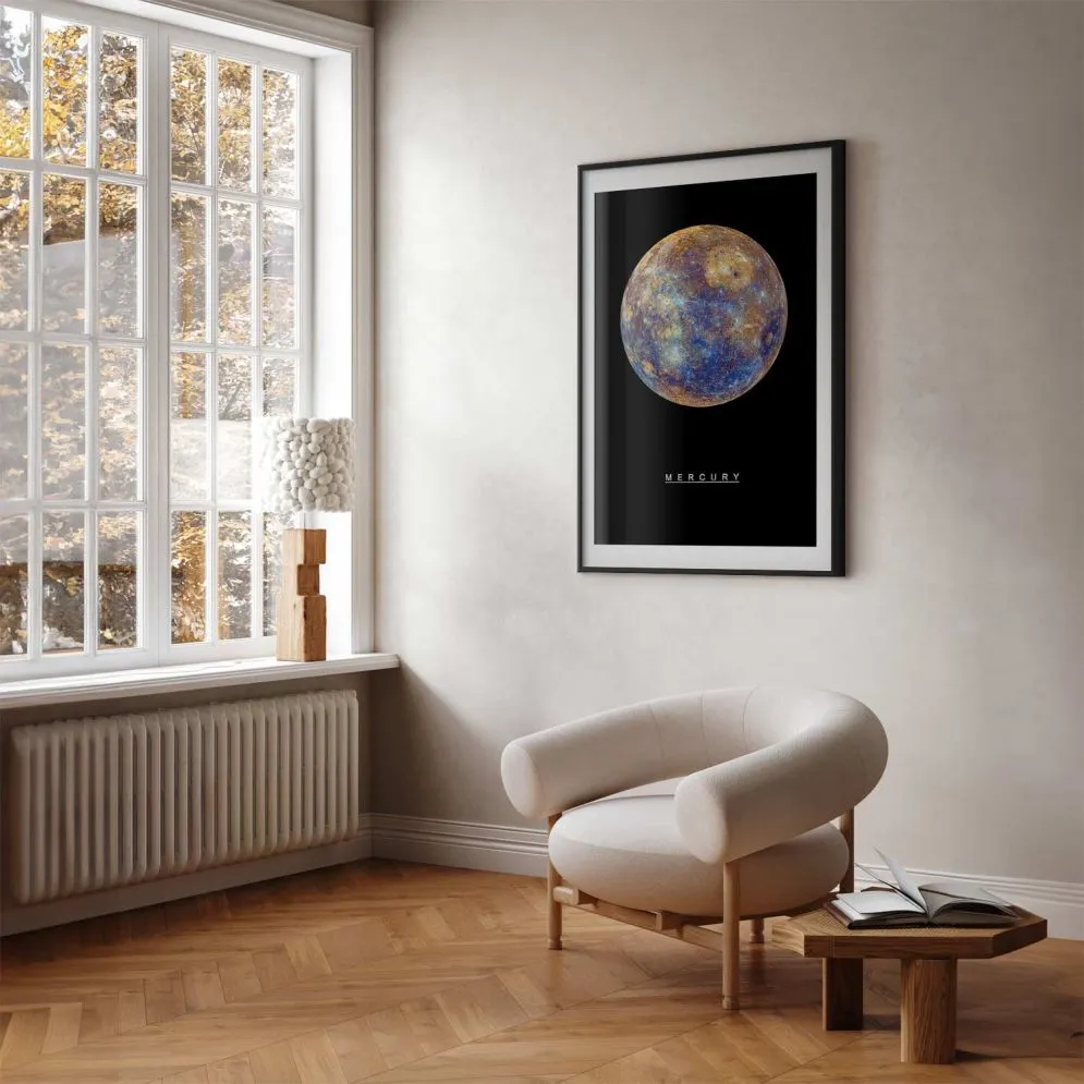 Plakat Merkury 21x30 cm z ramą czarną z marginesem | MIRAT.