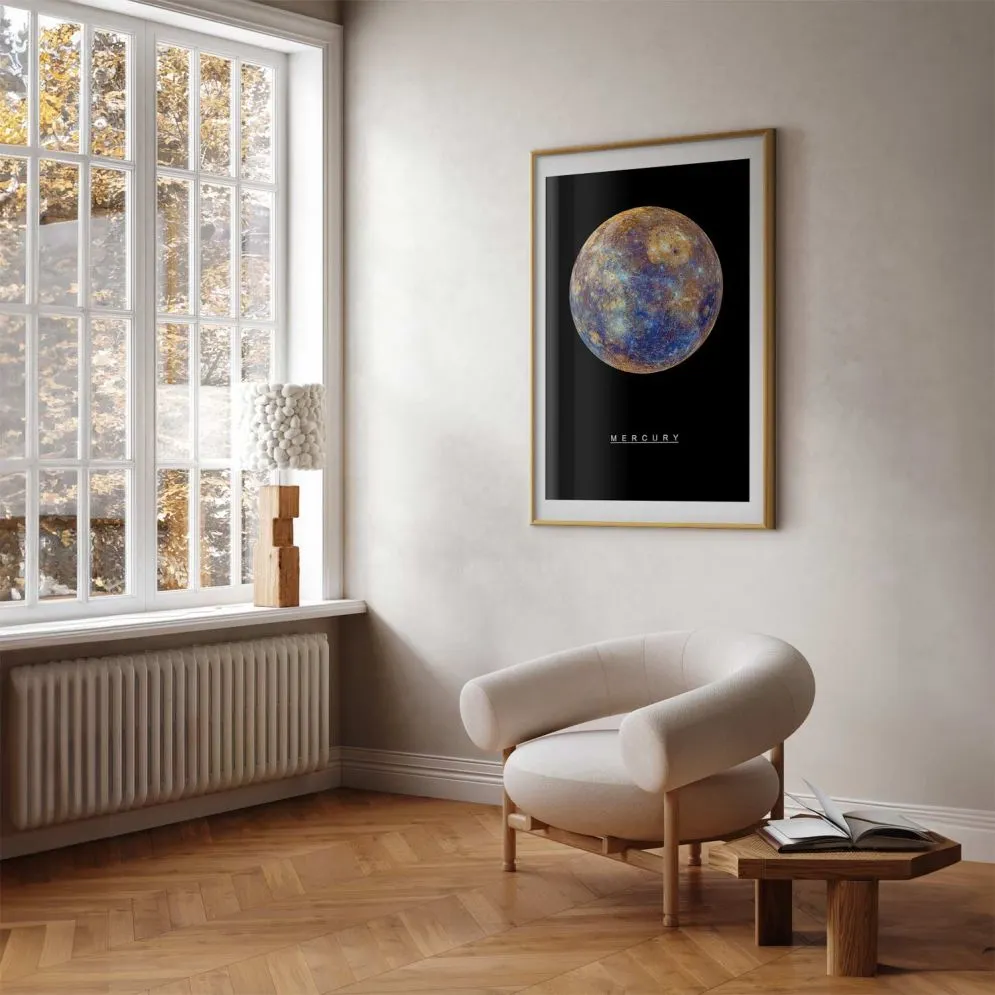 Plakat Merkury 29,7x42 cm z ramą złotą z marginesem | MIRAT.