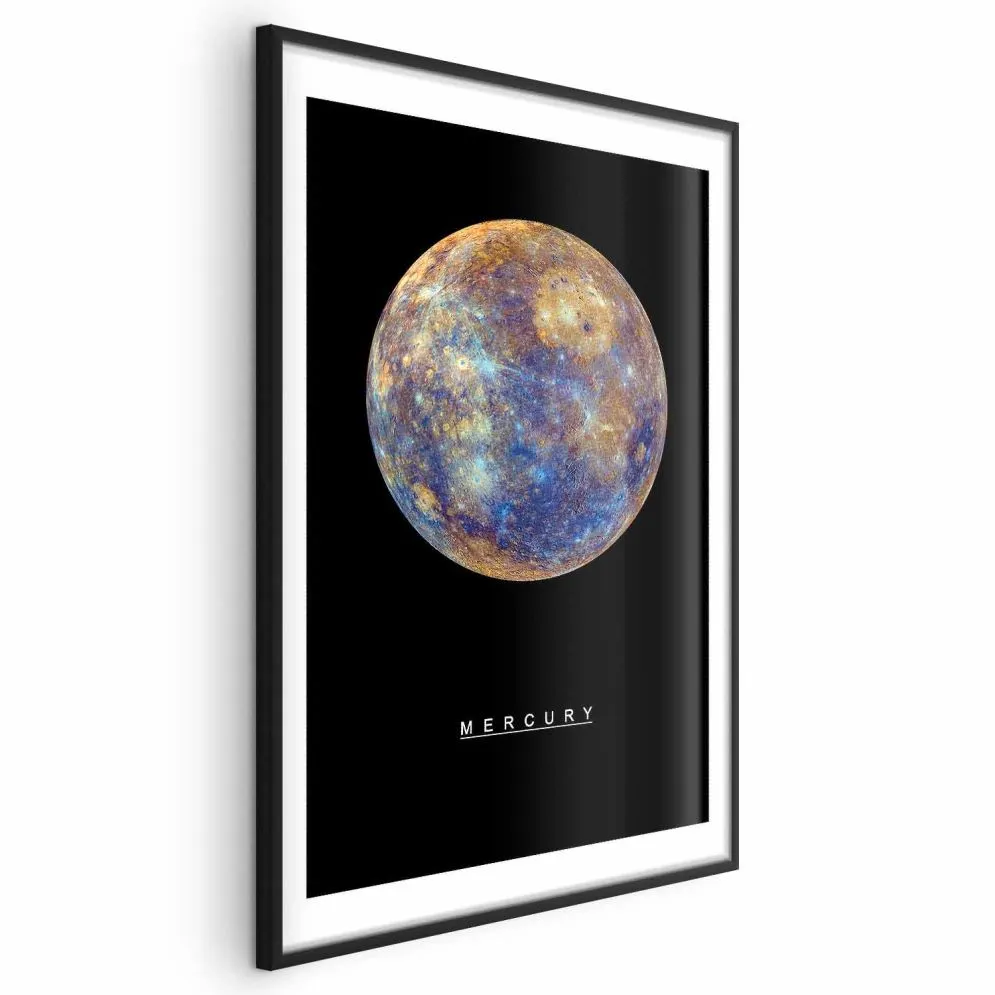 Plakat Merkury 21x30 cm z ramą czarną z marginesem | MIRAT.