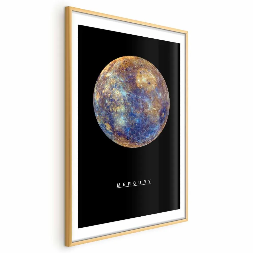 Plakat Merkury 29,7x42 cm z ramą złotą z marginesem | MIRAT.