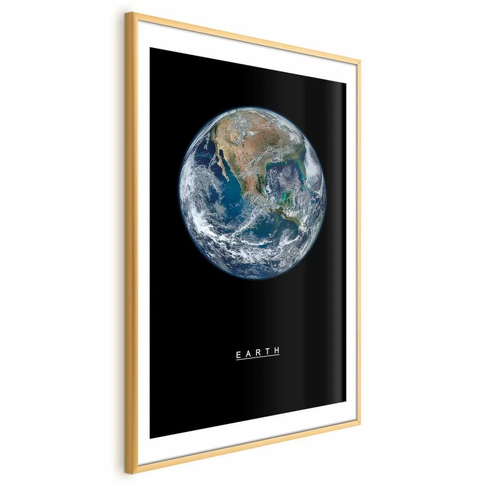 Plakat Ziemia 29,7x42 cm z ramą złotą z marginesem | MIRAT.