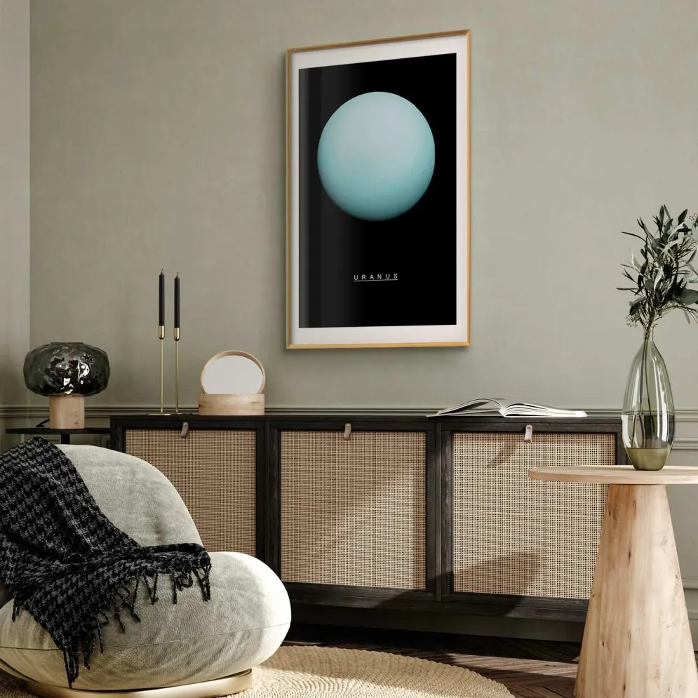 Plakat Uran 21x30 cm z ramą złotą z marginesem | MIRAT.