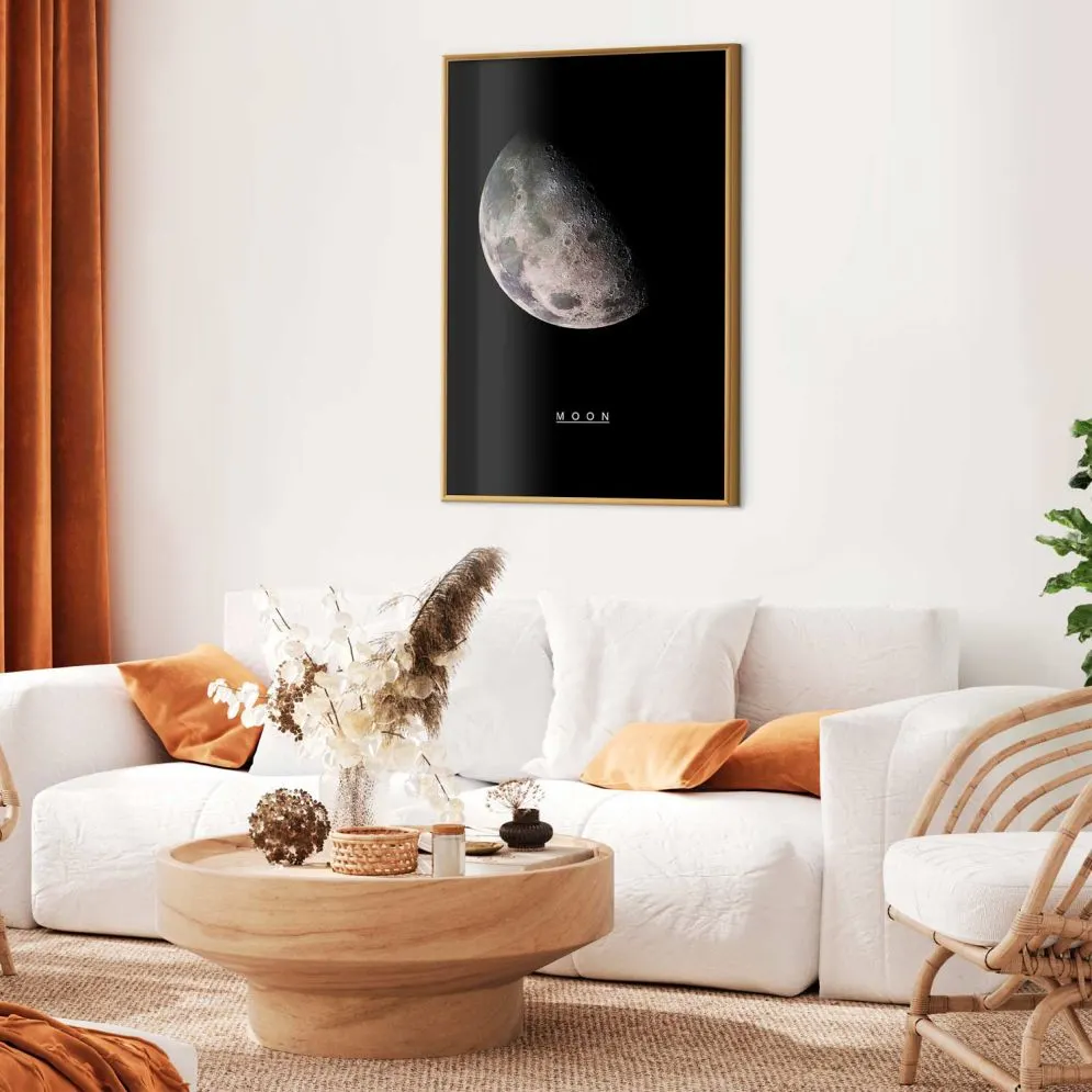 Plakat Księżyc 29,7x42 cm z ramą złotą bez marginesu | MIRAT.