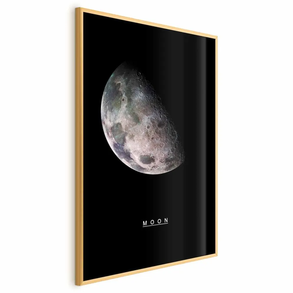 Plakat Księżyc 29,7x42 cm z ramą złotą bez marginesu | MIRAT.