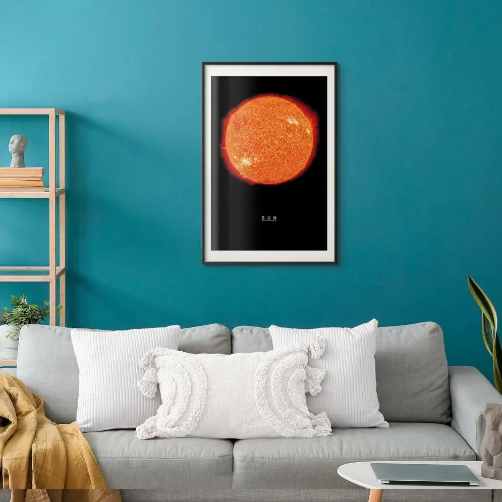 Plakat Słońce 60x90 cm z ramą czarną z marginesem | MIRAT.