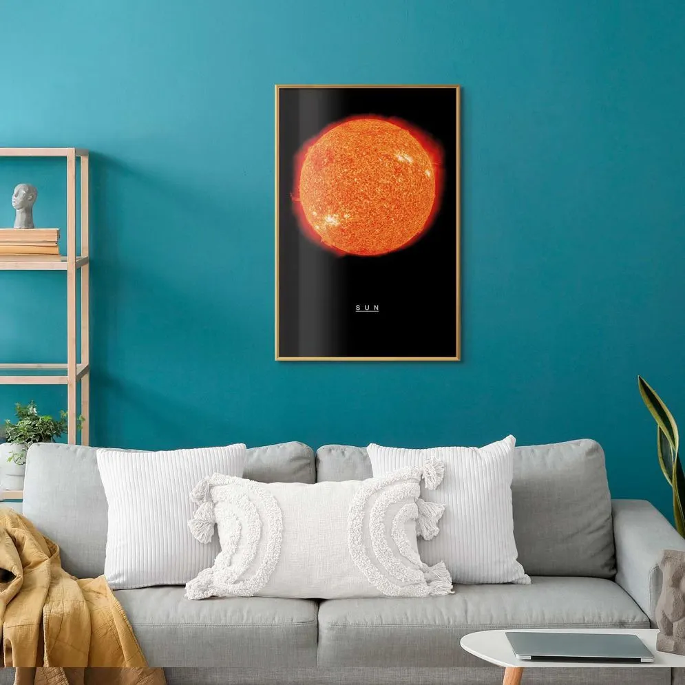 Plakat Słońce 40x60 cm z ramą złotą bez marginesu | MIRAT.