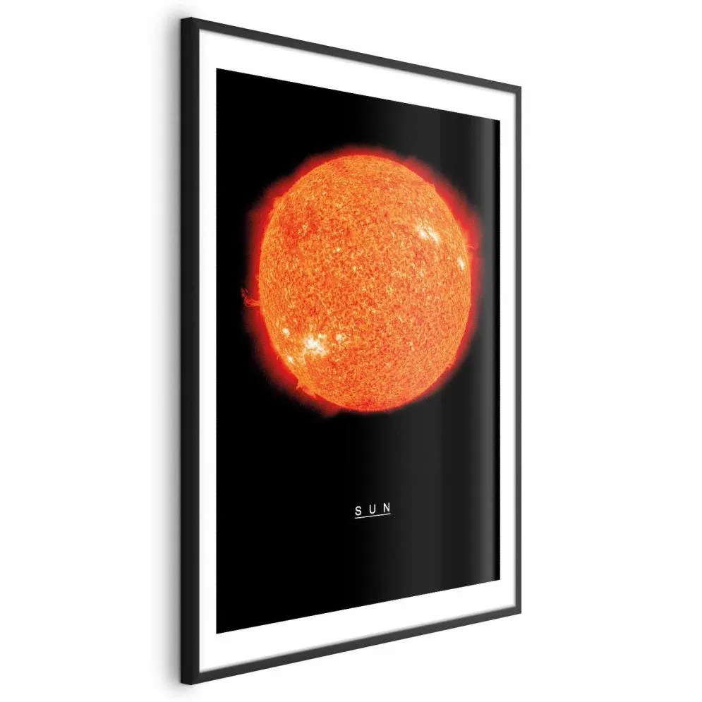 Plakat Słońce 60x90 cm z ramą czarną z marginesem | MIRAT.