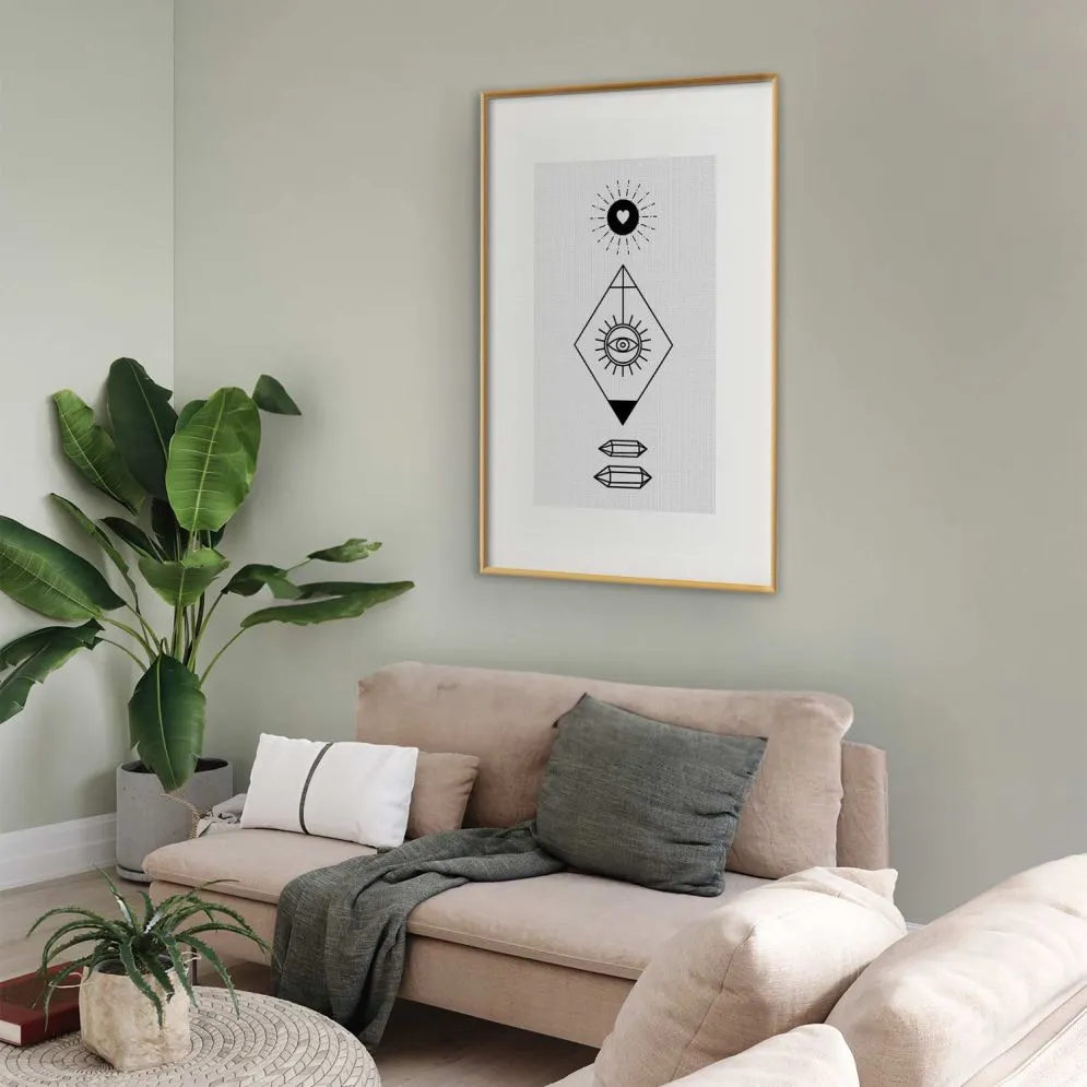 Plakat Symbole 21x30 cm z ramą złotą z marginesem | MIRAT.