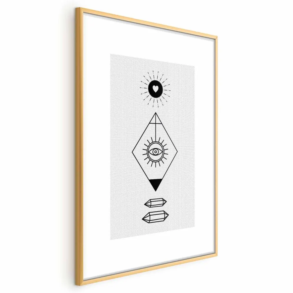 Plakat Symbole 21x30 cm z ramą złotą z marginesem | MIRAT.