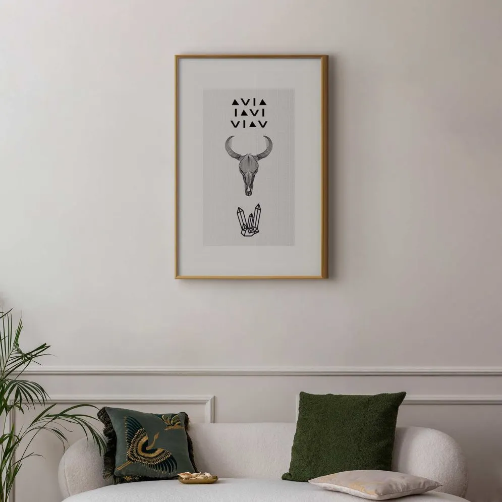 Plakat Zwierzęca czaszka 60x90 cm z ramą złotą z marginesem | MIRAT.