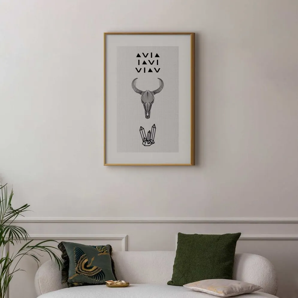 Plakat Zwierzęca czaszka 21x30 cm z ramą złotą bez marginesu | MIRAT.