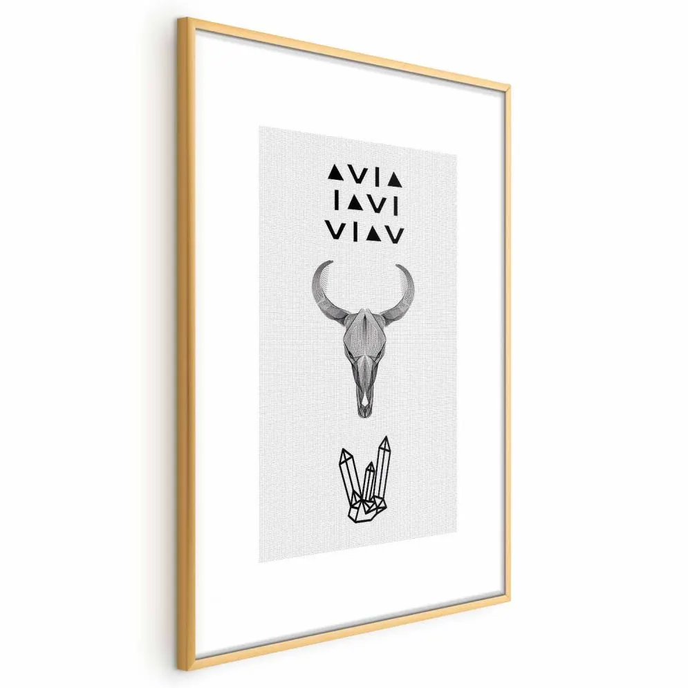 Plakat Zwierzęca czaszka 60x90 cm z ramą złotą z marginesem | MIRAT.