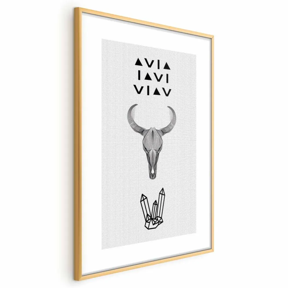 Plakat Zwierzęca czaszka 21x30 cm z ramą złotą bez marginesu | MIRAT.