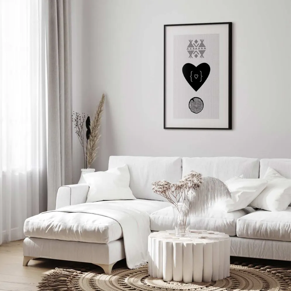 Plakat Serce i pień 29,7x42 cm z ramą czarną bez marginesu | MIRAT.