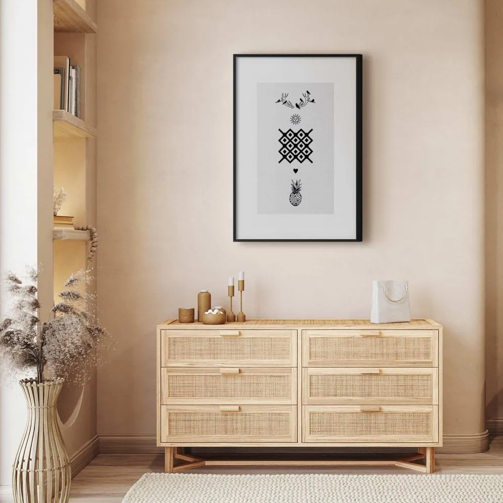Plakat Szczęście 21x30 cm z ramą czarną z marginesem | MIRAT.