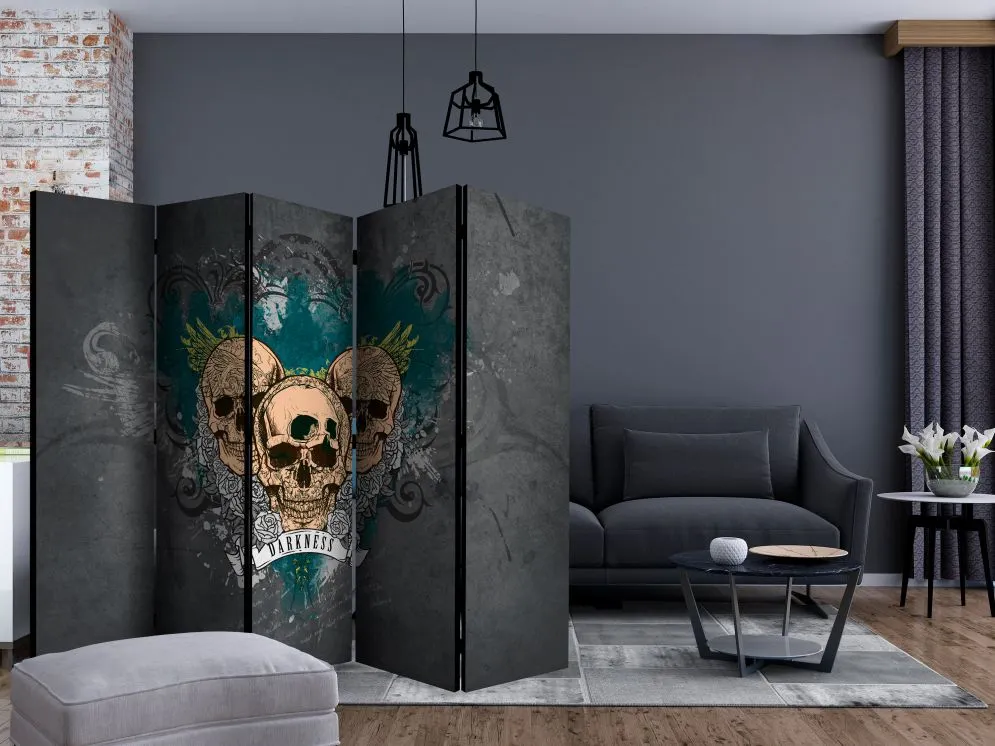 Parawan jednostronny Abstrakcje 225x172 cm 5-częściowy czarny | MIRAT.