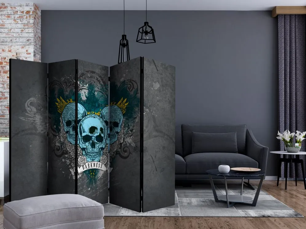 Parawan dwustronny Abstrakcje 225x172 cm 5-częściowy szary | MIRAT.