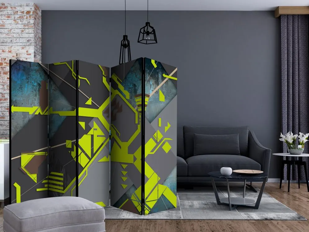 Parawan dwustronny Dla dzieci 225x172 cm 5-częściowy szary | MIRAT.