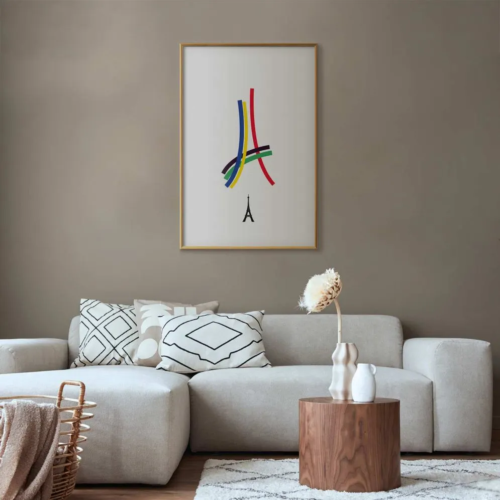 Plakat Abstrakcyjna Wieża Eiffla 21x30 cm z ramą złotą bez marginesu | MIRAT.