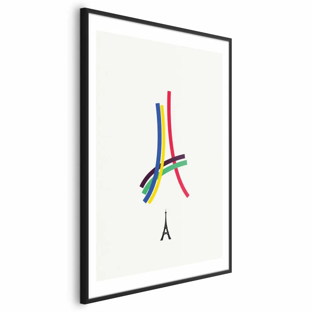 Plakat Abstrakcyjna Wieża Eiffla 21x30 cm z ramą czarną z marginesem | MIRAT.