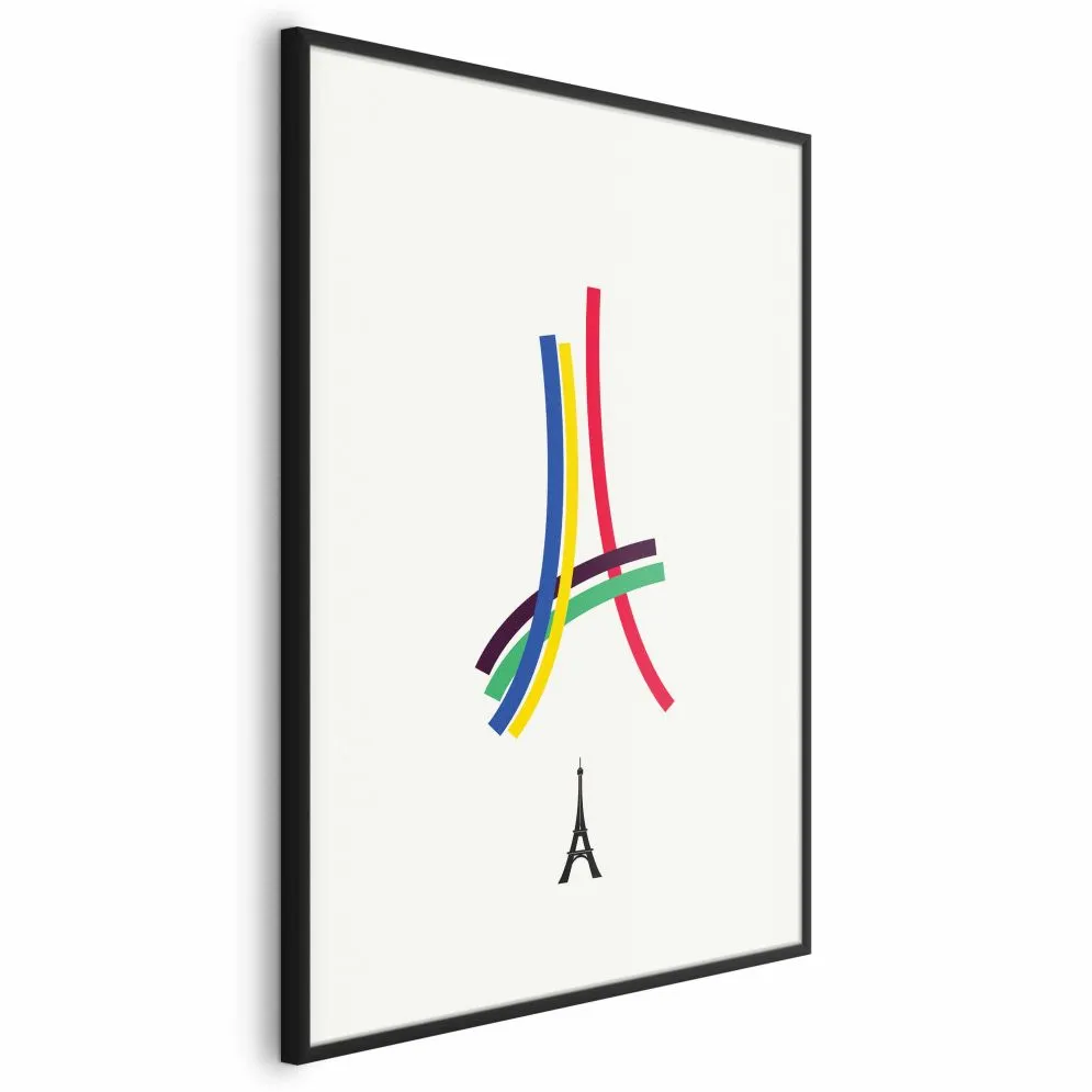 Plakat Abstrakcyjna Wieża Eiffla 60x90 cm z ramą czarną bez marginesu | MIRAT.