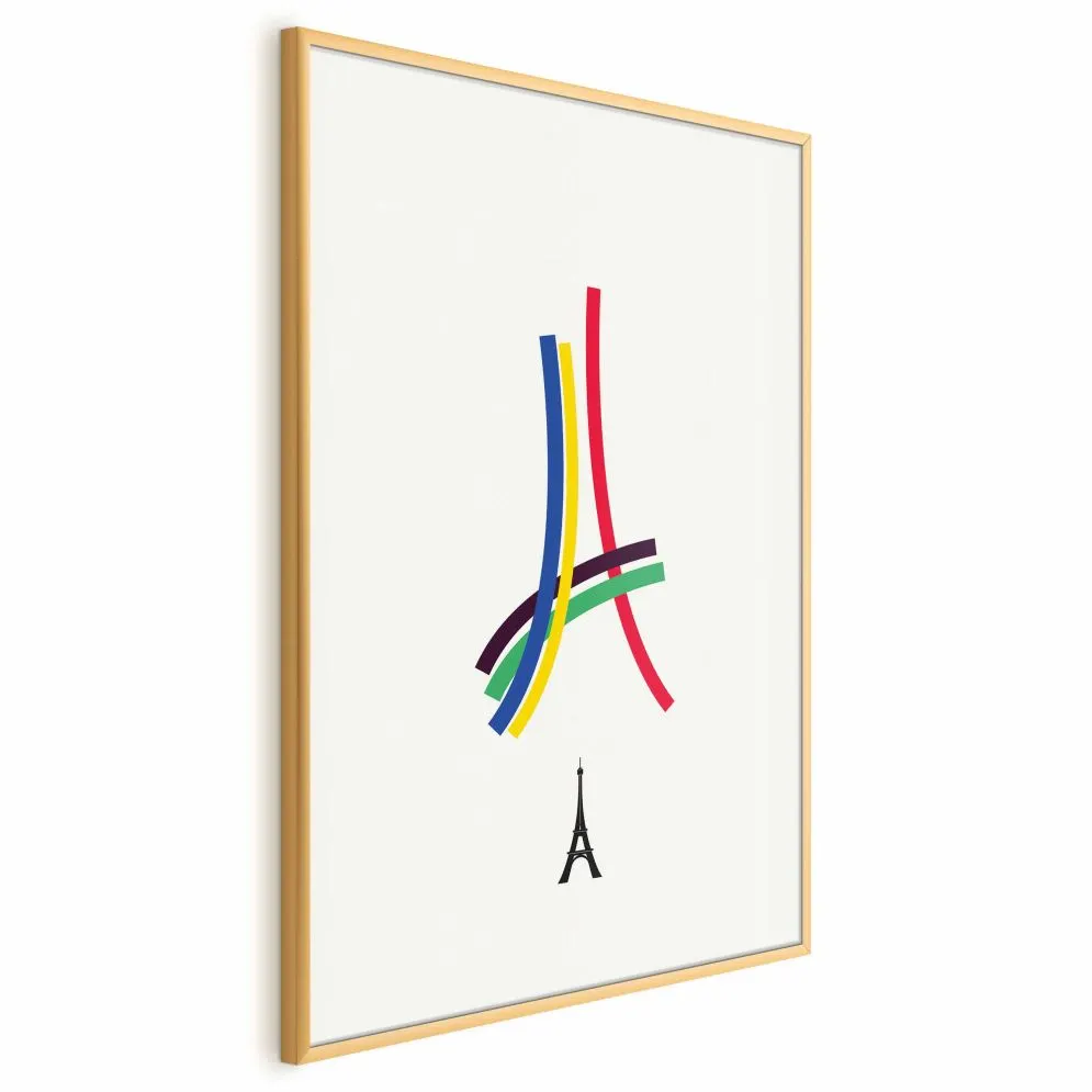Plakat Abstrakcyjna Wieża Eiffla 21x30 cm z ramą złotą bez marginesu | MIRAT.