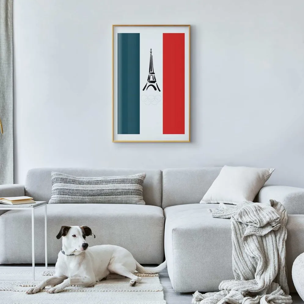 Plakat Symbole Francji 60x90 cm z ramą złotą z marginesem | MIRAT.