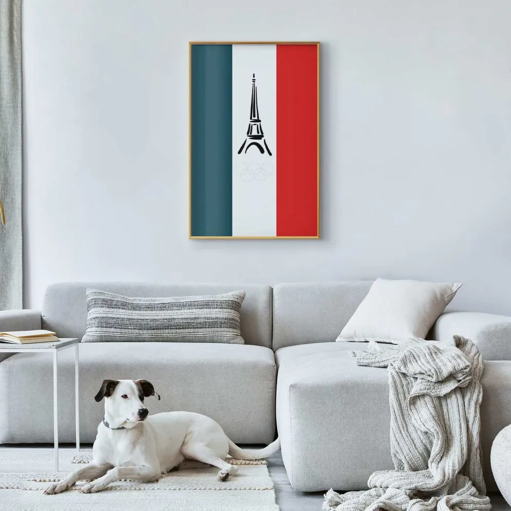 Plakat Symbole Francji 21x30 cm z ramą złotą bez marginesu | MIRAT.