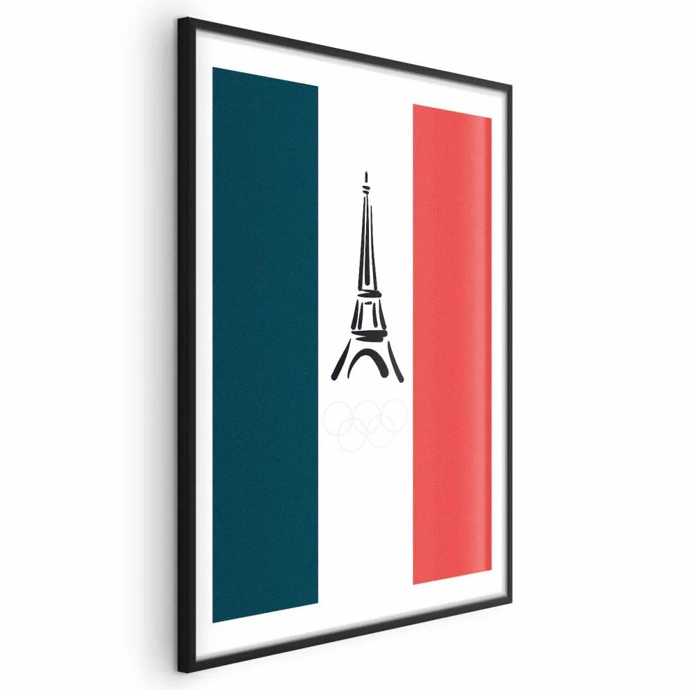 Plakat Symbole Francji 60x90 cm z ramą czarną z marginesem | MIRAT.
