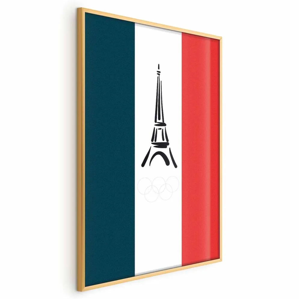Plakat Symbole Francji 21x30 cm z ramą złotą bez marginesu | MIRAT.