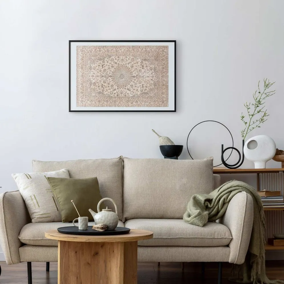 Plakat Piaskowy dywan 90x60 cm z ramą czarną z marginesem | MIRAT.